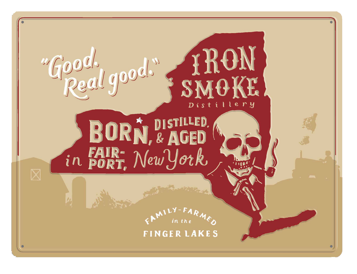 Iron Smoke New York State Tin Sign